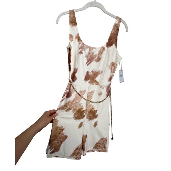 NWT We Wore What Cowhide Scoop Neck Romper Chain Women's Large - Picture 2 of 9